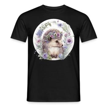 Cute Hedgehog Flower Crown Floral Animal Lovers - Männer T-Shirt - Schwarz - Vorne - AI Model Male 178 light (178cm)