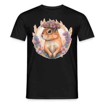 Watercolor Chipmunk Flower Crown Hawaiian Boho Aes - Men's T-Shirt - black - Front - AI Model Male 178 light (178cm)