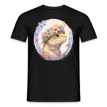 Floral Barbu Dragon Fleur Couronne Lézard Amour - T-shirt homme - noir - Devant - AI Model Male 178 light (178cm)