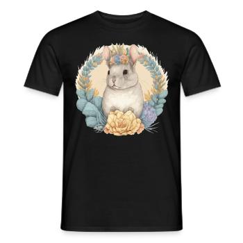 Watercolor Chinchilla Flower Crown Floral Boho Aes - Männer T-Shirt - Schwarz - Vorne - AI Model Male 178 light (178cm)