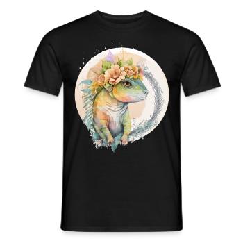 Cute Lizard Chameleon Flower Crown Pet Reptile Lov - Men's T-Shirt - black - Front - AI Model Male 178 light (178cm)