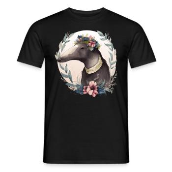 Watercolor Anteater Flower Crown Floral Anteaters - Männer T-Shirt - Schwarz - Vorne - AI Model Male 178 light (178cm)