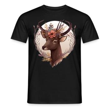 Cute Watercolor Antelope Flower Crown Safari Anima - Men's T-Shirt - black - Front - AI Model Male 178 light (178cm)