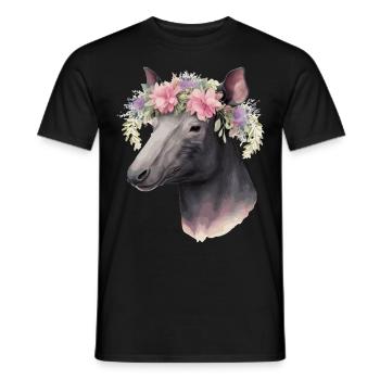 Cute Tapir Flower Crown Floral Animal Lovers - Männer T-Shirt - Schwarz - Vorne - AI Model Male 178 light (178cm)