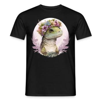 Cute Lizard Flower Crown Lizard Lover - Men's T-Shirt - black - Front - AI Model Male 178 light (178cm)