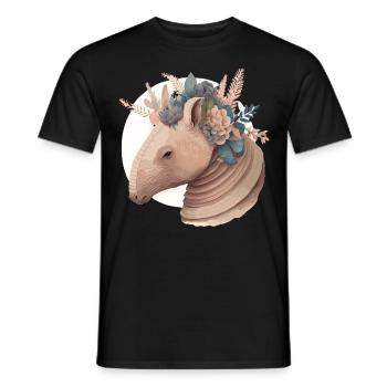 Fleur de tatou mignon Couronne Aquarelle Animal Love - T-shirt homme - noir - Devant - AI Model Male 178 light (178cm)