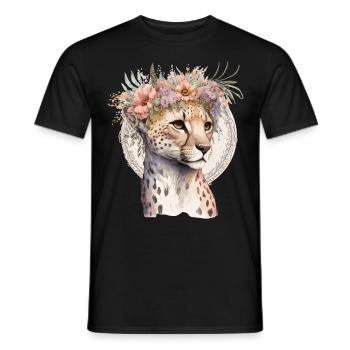 Mignon Cheetah Flower Crown Boho Esthétique - T-shirt homme - noir - Devant - AI Model Male 178 light (178cm)