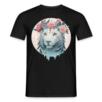Safari à l’aquarelle de la couronne de tigre du Bengale blanc - T-shirt homme - noir - Devant - AI Model Male 178 light (178cm)