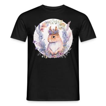 Cute Squirrel Flower Crown Animal Lovers - Männer T-Shirt - Schwarz - Vorne - AI Model Male 178 light (178cm)