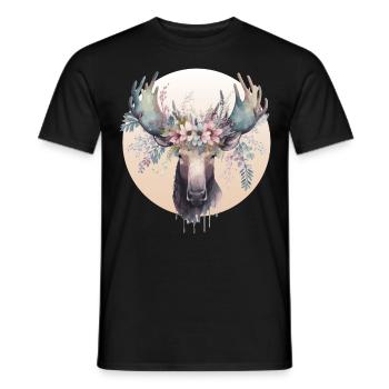 Cute Moose Flower Crown Animal Lovers - Männer T-Shirt - Schwarz - Vorne - AI Model Male 178 light (178cm)
