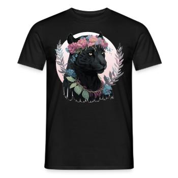 Mignon Aquarelle Noire Fleur Fanther Couronne Boho Ae - T-shirt homme - noir - Devant - AI Model Male 178 light (178cm)