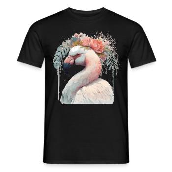 White Flamingo Exotic Bird Flower Crown Floral Tro - Men's T-Shirt - black - Front - AI Model Male 178 light (178cm)