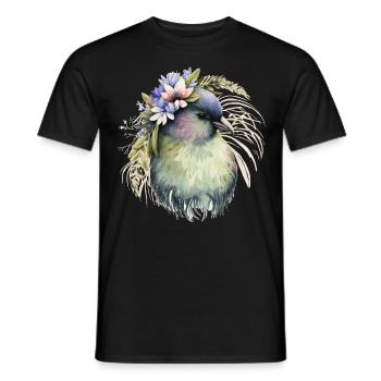 Cute Kiwi Bird Flower Crown Floral Exotic Birds - Men's T-Shirt - black - Front - AI Model Male 178 light (178cm)
