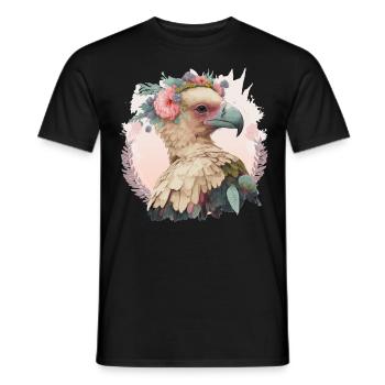 Cute Vulture Bird Flower Crown Floral Wild Birds - Men's T-Shirt - black - Front - AI Model Male 178 light (178cm)