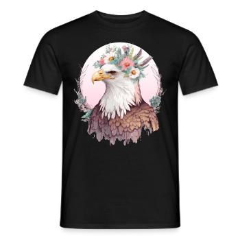 Oiseaux De Proie Fleur Pygargue à Tête Blanche Couronne Floral Birdi - T-shirt homme - noir - Devant - AI Model Male 178 light (178cm)