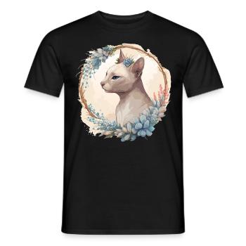 Cute Tonkinese Cat Flower Crown Cats Pet Kitten - Männer T-Shirt - Schwarz - Vorne - AI Model Male 178 light (178cm)