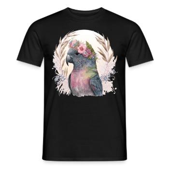 Watercolor Pionus Parrot Bird Flower Crown Pet Bir - Männer T-Shirt - Schwarz - Vorne - AI Model Male 178 light (178cm)