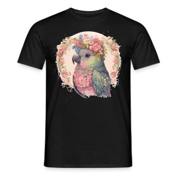 Mignon Pionus Perroquet Oiseau Fleur Couronne Oiseaux de compagnie - T-shirt homme - noir - Devant - AI Model Male 178 light (178cm)