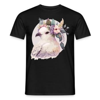 Mignon pigeon blanc pigeon oiseau couronne couronne oiseaux de compagnie - T-shirt homme - noir - Devant - AI Model Male 178 light (178cm)
