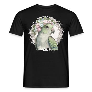 Artistic Monk Parakeet Quaker Parrot Bird Flower C - Men's T-Shirt - black - Front - AI Model Male 178 light (178cm)