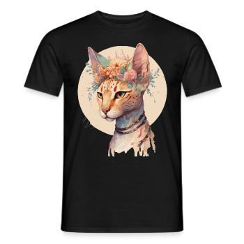 Mignon Ocicat Cat Fleur Couronne Chats Chaton Pet Chaton - T-shirt homme - noir - Devant - AI Model Male 178 light (178cm)