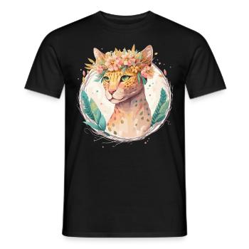 Mignon Ocicat Cat Fleur Couronne Chats Chaton Pet Chaton - T-shirt homme - noir - Devant - AI Model Male 178 light (178cm)