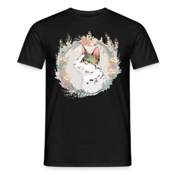 Cute Japanese Bobtail Cat Flower Crown Cats Pet Ki - Männer T-Shirt - Schwarz - Vorne - AI Model Male 178 light (178cm)