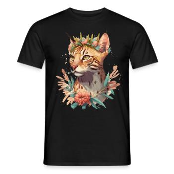 Bengal Cat Flower Crown Pet Cat Breed Floral Sprin - Männer T-Shirt - Schwarz - Vorne - AI Model Male 178 light (178cm)