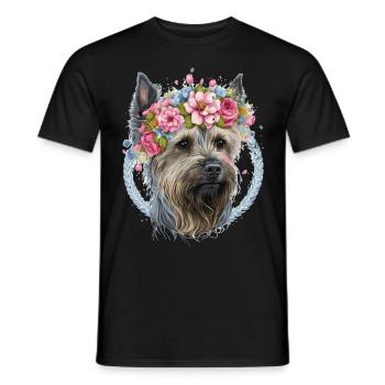 Cute Yorkshire Terrier Flower Crown Pet Dog Breed - Men's T-Shirt - black - Front - AI Model Male 178 light (178cm)