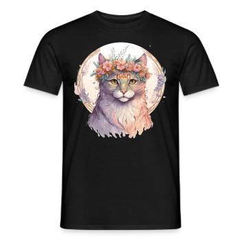 Mignon American Curl Cat Fleur Crown Cats Pet Kitte - T-shirt homme - noir - Devant - AI Model Male 178 light (178cm)