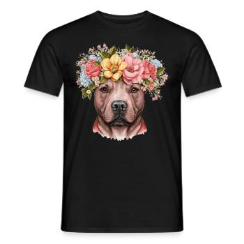 Cute Bull Terrier Flower Crown Pet Dog Breed Flora - Männer T-Shirt - Schwarz - Vorne - AI Model Male 178 light (178cm)