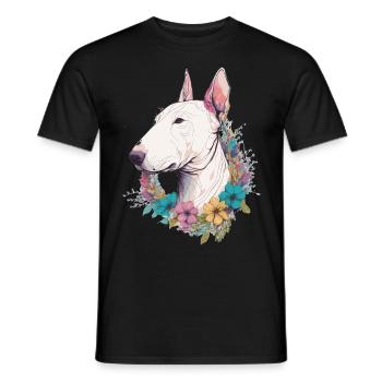Cute Bull Terrier Flower Crown Pet Dog Breed Flora - Männer T-Shirt - Schwarz - Vorne - AI Model Male 178 light (178cm)