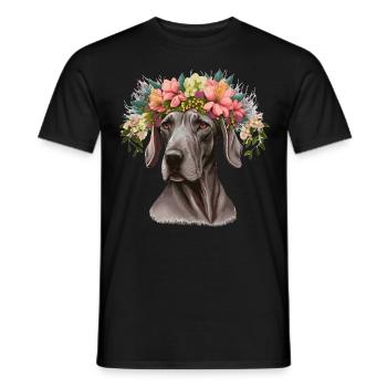 Cute Great Dane Flower Crown Pet Dog Breed Floral - Männer T-Shirt - Schwarz - Vorne - AI Model Male 178 light (178cm)