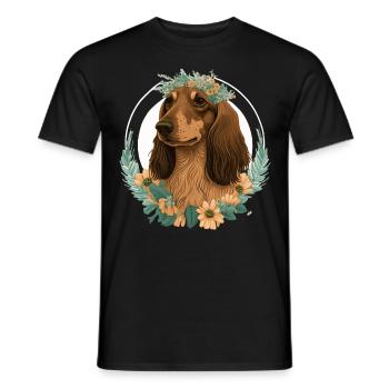 Cute Dachshund Flower Crown Pet Dog Breed Floral P - Männer T-Shirt - Schwarz - Vorne - AI Model Male 178 light (178cm)
