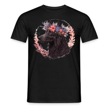 Fleur de chien de berger belge mignon Couronne Race de chien de compagnie P - T-shirt homme - noir - Devant - AI Model Male 178 light (178cm)