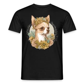 Cute Chihuahua Flower Crown Pet Dog Breed Floral P - Men's T-Shirt - black - Front - AI Model Male 178 light (178cm)