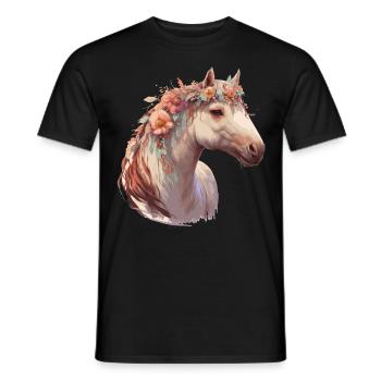 Watercolor Flower Horse Chinese Zodiac Animal Sign - Männer T-Shirt - Schwarz - Vorne - AI Model Male 178 light (178cm)