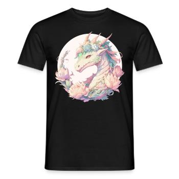 Watercolor Flower Dragon Chinese Zodiac Animal Sig - Men's T-Shirt - black - Front - AI Model Male 178 light (178cm)