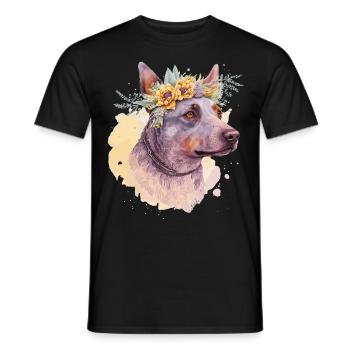 Mignon Australian Cattle Dog Flower Crown Pet Dog Fl - T-shirt homme - noir - Devant - AI Model Male 178 light (178cm)