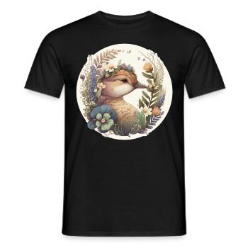 Cottagecore Mignon Bébé Canard Kawaii Canard Anime - T-shirt homme - noir - Devant - AI Model Male 178 light (178cm)