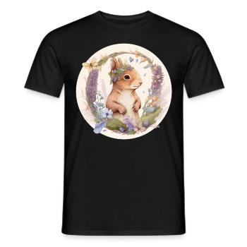 Cottagecore Mignon Bébé Écureuil Rongeur Aquarelle F - T-shirt homme - noir - Devant - AI Model Male 178 light (178cm)