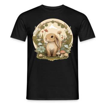 Cottagecore Mignon Bébé lapin Lapin Aquarelle Flow - T-shirt homme - noir - Devant - AI Model Male 178 light (178cm)
