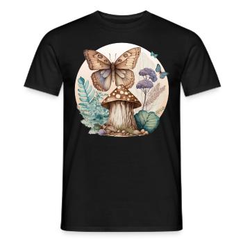 Cottagecore Butterfly Mushroom Plants Goblincore A - T-shirt homme - noir - Devant - AI Model Male 178 light (178cm)