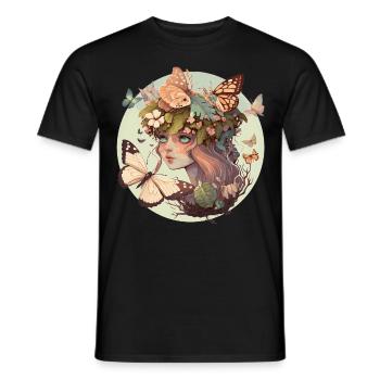 Cottagecore Butterfly Girl Cute Goblincore Fantasy - Men's T-Shirt - black - Front - AI Model Male 178 light (178cm)