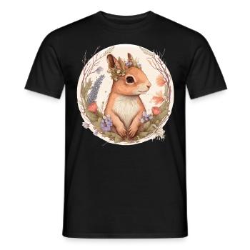 Cottagecore Mignon Bébé Écureuil Fleur Kawaii Roden - T-shirt homme - noir - Devant - AI Model Male 178 light (178cm)