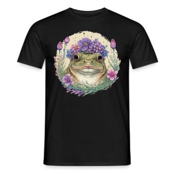 Cute Cottagecore Frog Toad Funny Floral Goblincore - Men's T-Shirt - black - Front - AI Model Male 178 light (178cm)