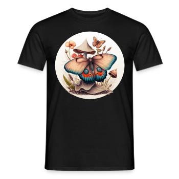 Cottagecore Butterfly Mushroom Forest Plants Botan - Men's T-Shirt - black - Front - AI Model Male 178 light (178cm)
