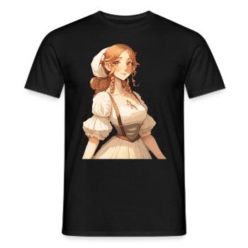 Cute Cottagecore Farm Girl Anime Solarpunk - Men's T-Shirt - black - Front - AI Model Male 178 light (178cm)