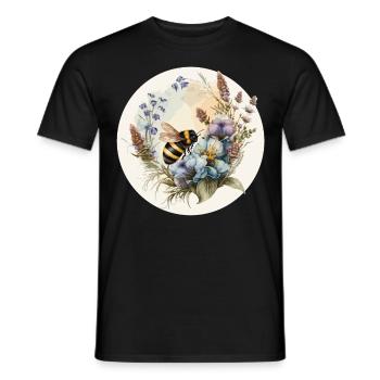 Mignon Cottagecore Botanic Wildflower Bumblebee Wate - T-shirt homme - noir - Devant - AI Model Male 178 light (178cm)