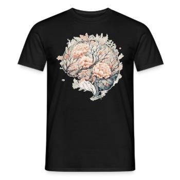 Brain Flower Neuro Science Floral Neurologist Ment - Men's T-Shirt - black - Front - AI Model Male 178 light (178cm)